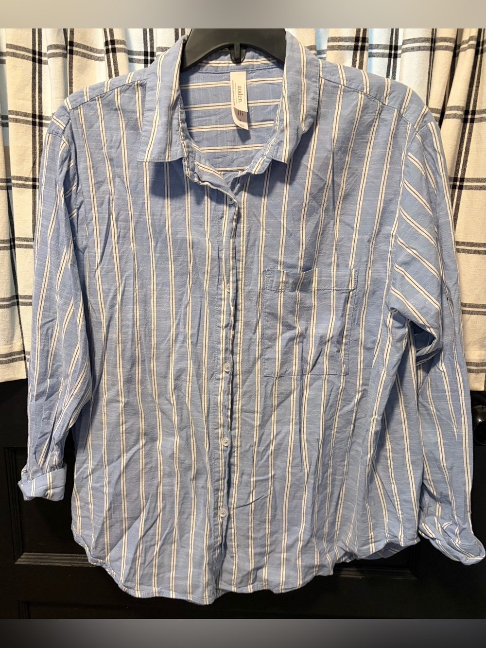 Auden Oversized Blue Striped Button-Up Shirt - Lightweight Casual